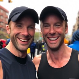 did luke macfarlane hig roberts share rare photos after nyc marathon