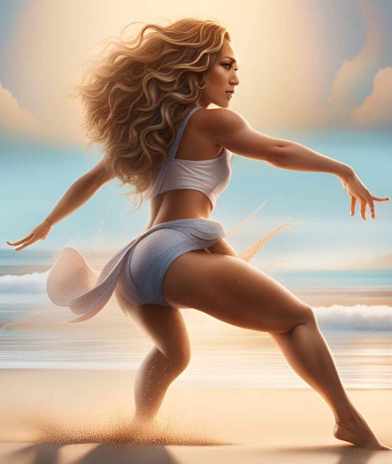 Jennifer Lopez sand surfing
