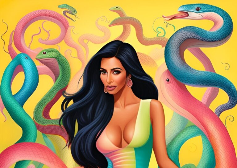 Kim Kardashian with snakes