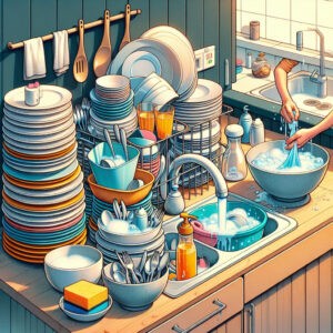 how to handle a pile of dishes when you have a lot to wash