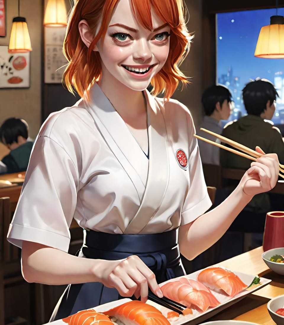Emma Stone hits up sushi