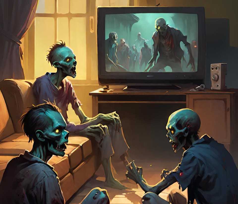 zombies watching tv