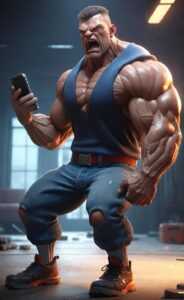 muscle man smartphone