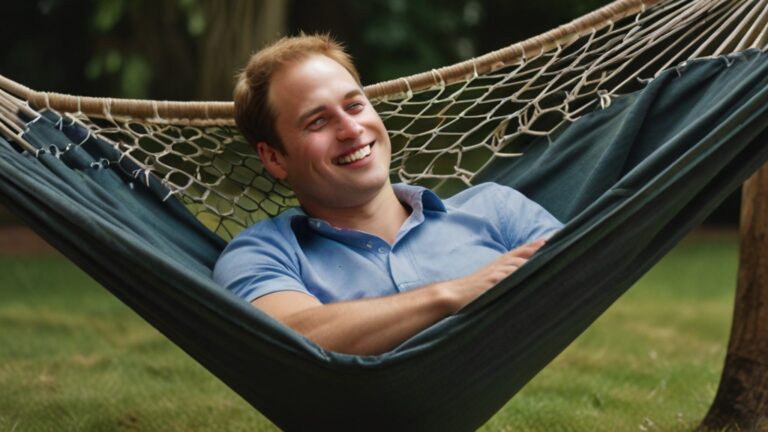 Default Adult Prince William having a nap on a hammock and smi