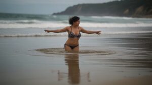 Default GloRilla dancing in the beach water