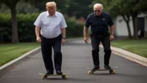 Default trump and biden skateboarding