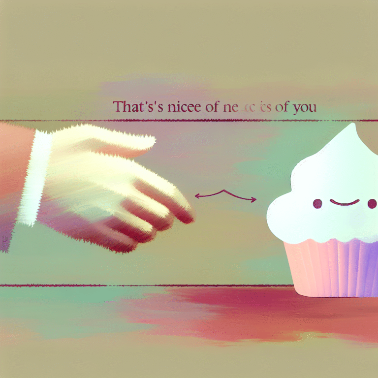 Is 'that's nice of you' the polite way of saying, 'Well, aren’t you just a little cupcake'?