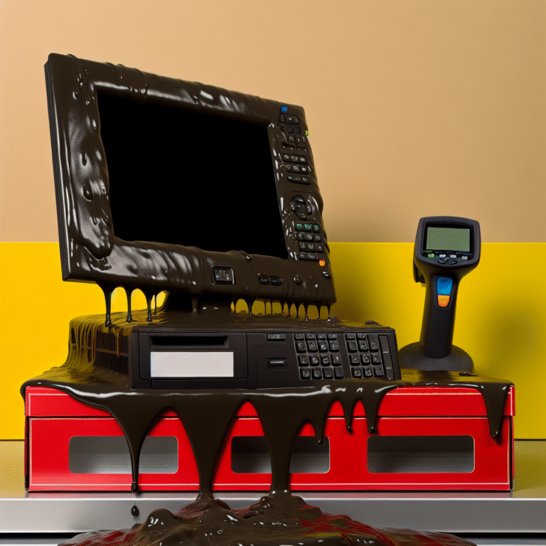 Here’s my client’s point of sale PC—who needs watercooling when we’ve got the power of tar? Talk about sticky solutions!