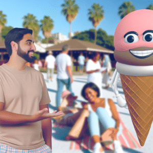 "How to keep your cool around attractive women: Breathe, think 'Ice Cream!' and pretend you're just talking to dessert!" 🍦